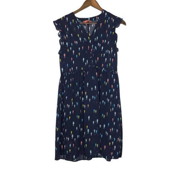 Modcloth Navy Blue Expert In Your Zeal‎ Seahorse Dress Size Medium Tie Waist - Picture 1 of 10